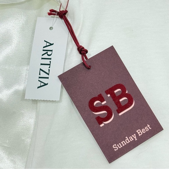 Aritzia Sunday Best Minerva Peplum Top XS White Short Sleeve Preppy Chic Blouse - Picture 8 of 12